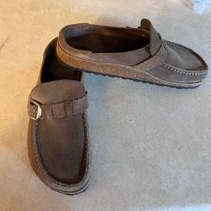 Birkenstock Buckley Clogs in Grey Taupe Suede Size 39 8 - 8 1/2